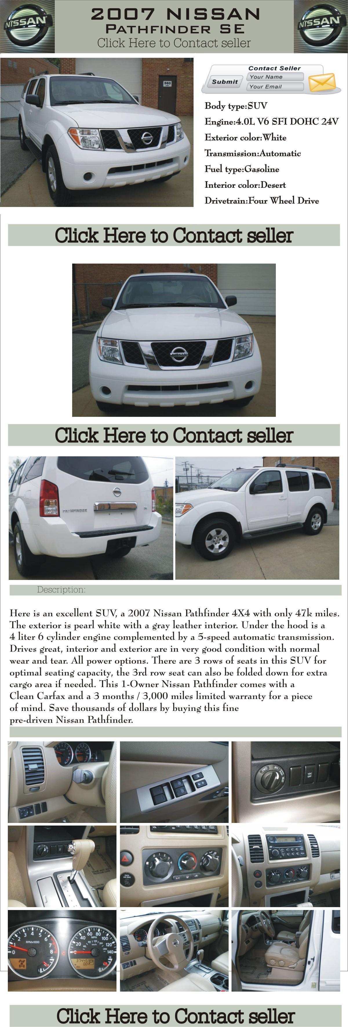 ✔Clean-2007 Nissan Pathfinder SE 4WD (huntington ) $2200